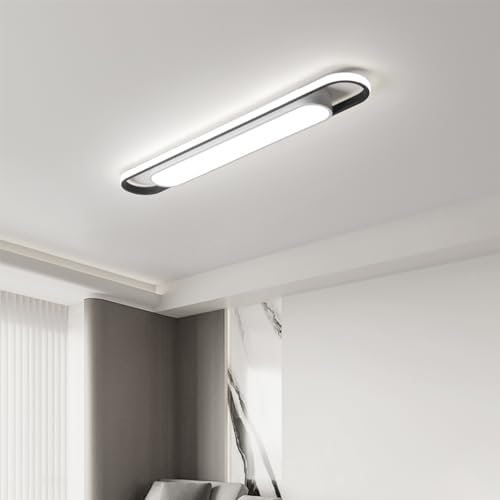 Naroume Modern LED Flush Mount Ceiling Light – 6000K Black Metal Chandelier