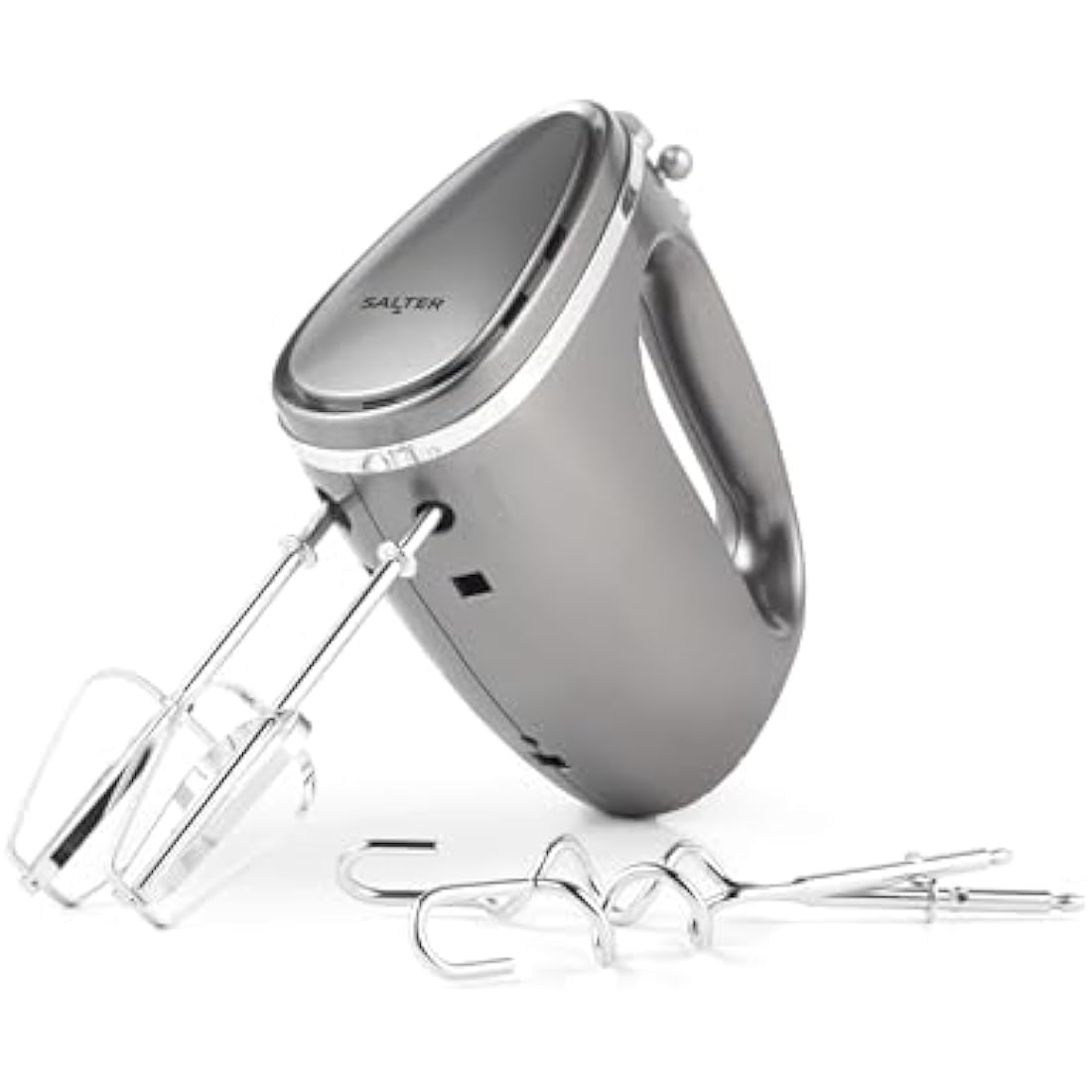 Salter Cosmos Hand Mixer – 300W Electric Whisk with Dough Hooks, Grey