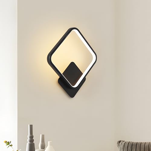 ZTWLEED Modern LED Wall Lamp - 14W Dimmable Black Square Indoor Sconce