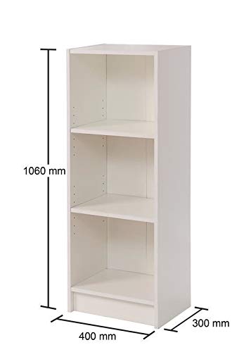 Timber Art Design UK 3 Tier Bookcase Medium Narrow Tall Shelf Rack Contemporary Organizer Display Shelving Unit for Modern Living Room, Office Space - image 5