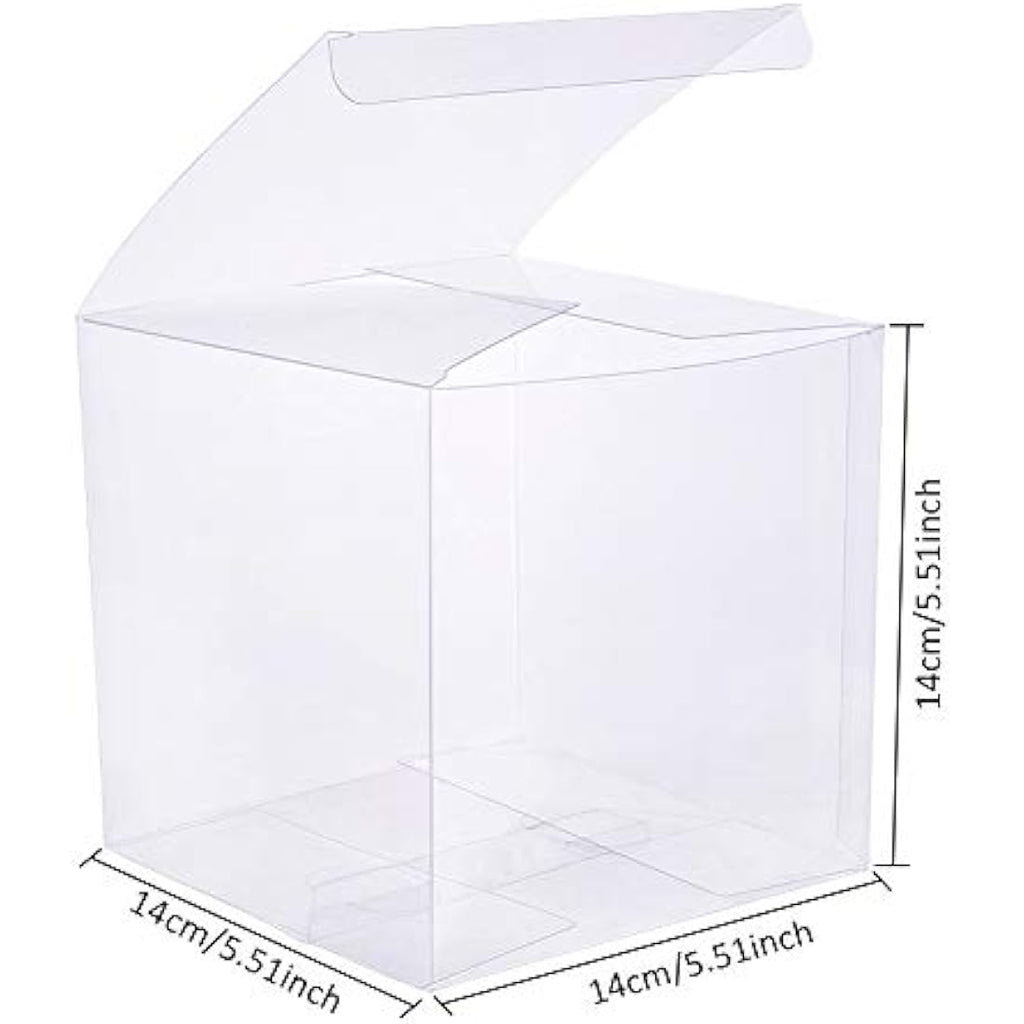 BENECREAT 10PCS Clear PVC Gift Boxes | 14x14x14cm Square Wedding Favors
