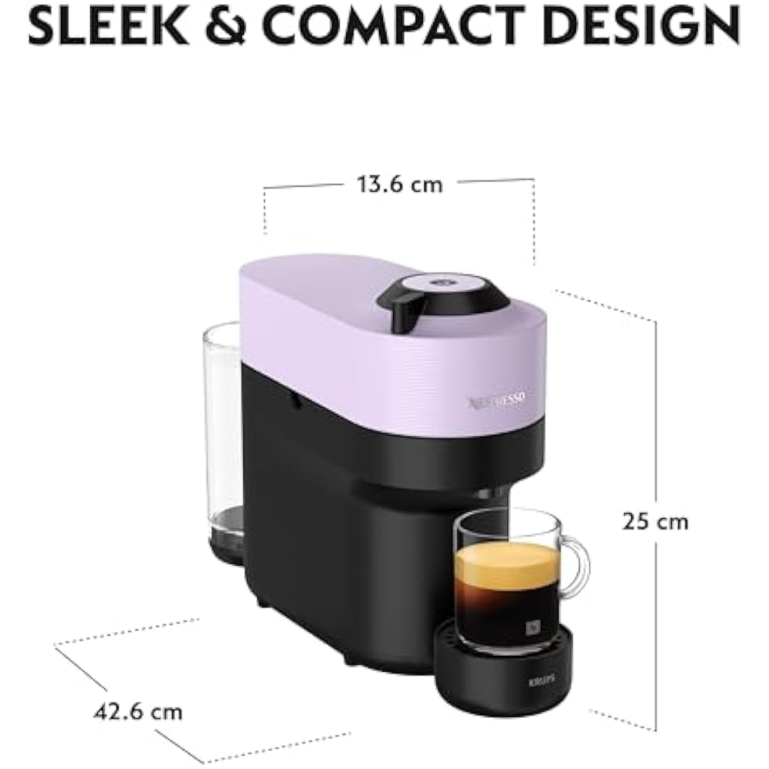 Nespresso Krups Vertuo Pop Coffee Pod Machine | Lilac | Wi-Fi Enabled