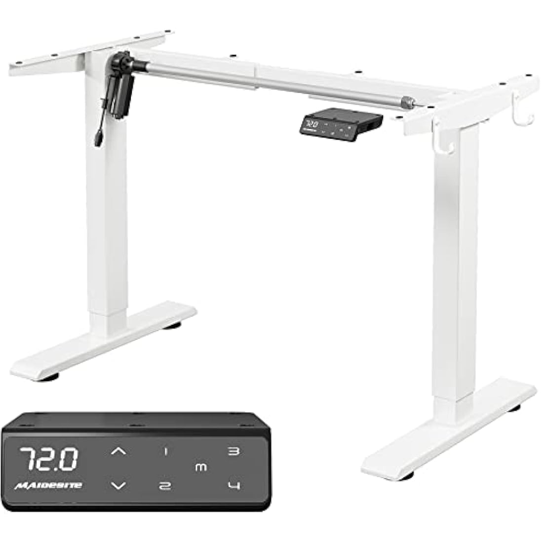 MAIDeSITe Electric Standing Desk Frame – Adjustable Steel Sit Stand Base, White