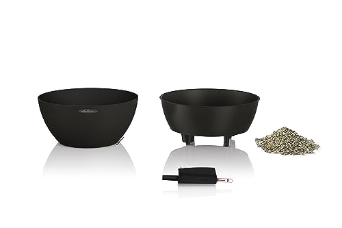 Lechuza Cubeto Stone 40 Self-Watering Planter | Graphite Black