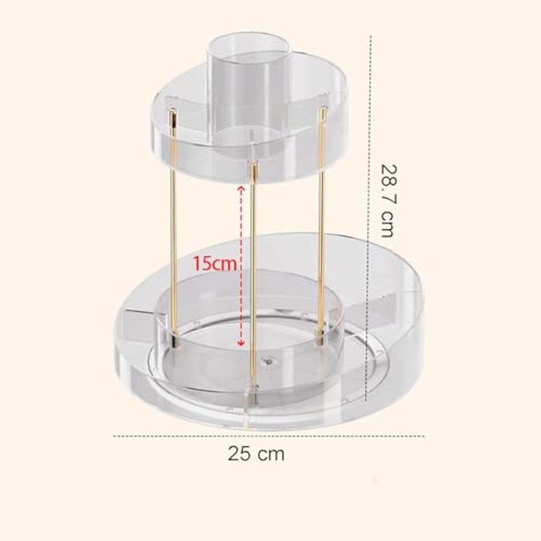 360° Rotating Makeup Organiser | 2-Tier Beige Cosmetic Rack