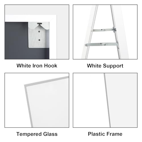 Vasemouh Full Length Mirror – 55x16in White Wall or Floor Standing