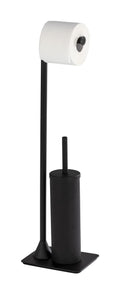 WENKO Hella 2-in-1 Toilet Brush & Paper Holder | Matt Black Steel