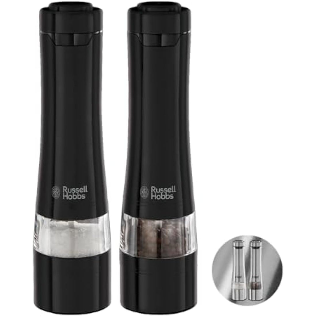 Russell Hobbs Electric Salt and Pepper Mill Set – Black Stainless Steel
