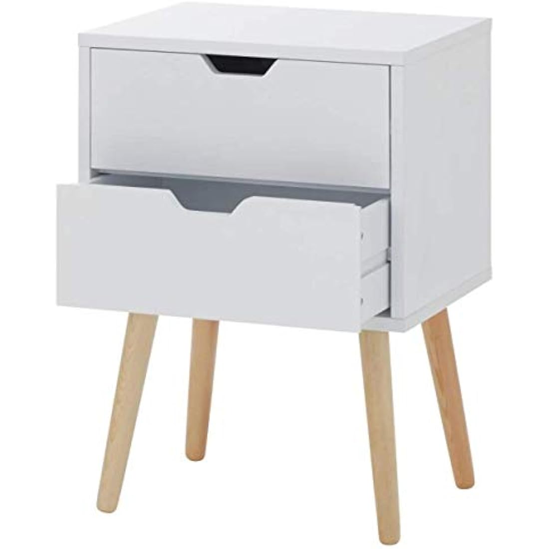 GFW Nyborg Scandi Bedside Table – 2 Drawer Modern Nightstand in White