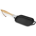 Mimiuo Cast Iron Griddle Pan – Rectangular Sizzler with Wood Handle