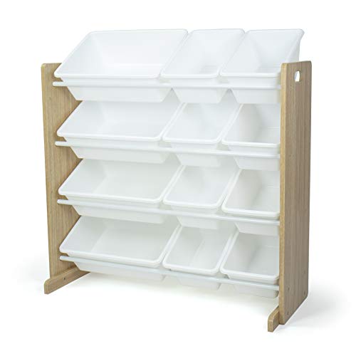 Humble Crew Journey Wooden Toy Storage Organiser with 12 Bins – White
