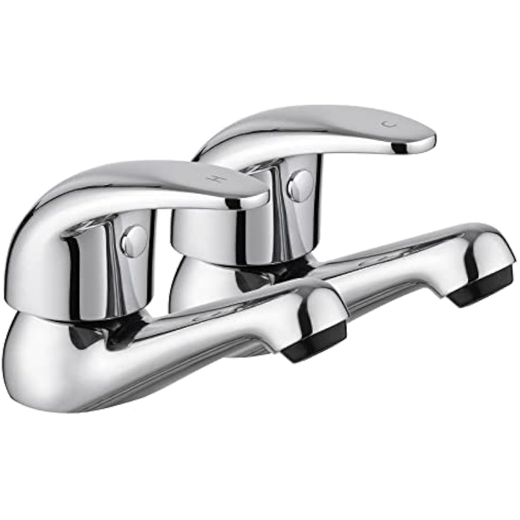 Jolof Store Chrome Basin Taps | Pair of Hot and Cold Brass Sink Faucets