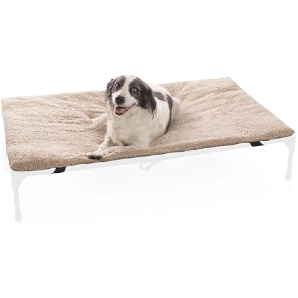 K&H Pet Products Dog Cot Pad | XL Fleece Pillow-Top Bed Mat – Tan