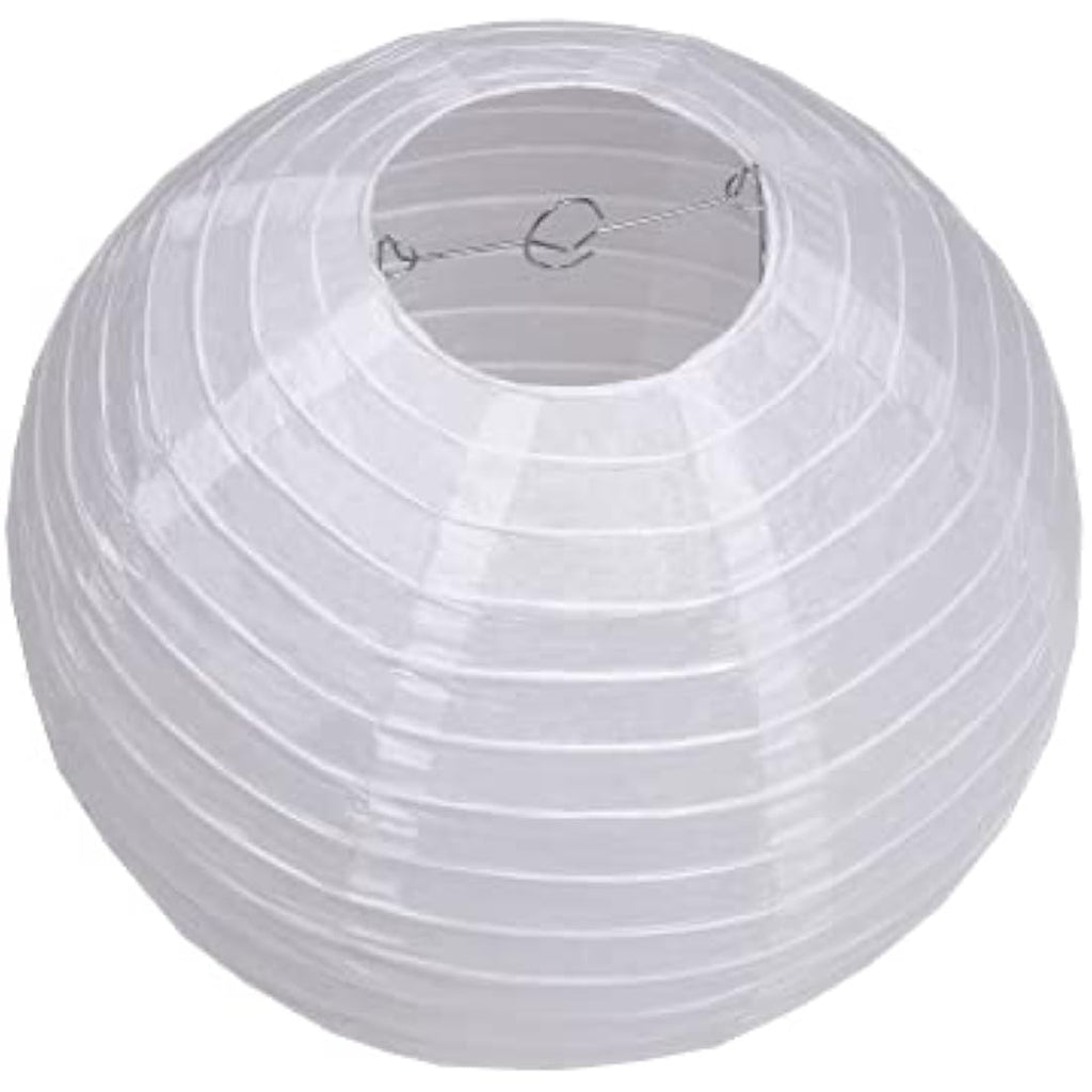White Round Paper Lanterns – 12 Inch Hanging Lamps, 3 Pack