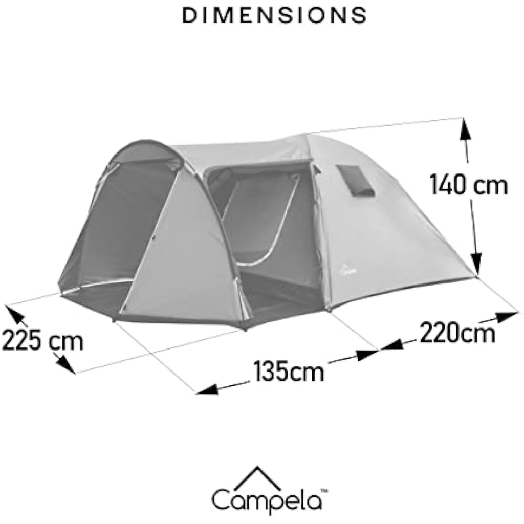 Campela CA0013 Family Tent | 3-4 Person Waterproof Quick Assembly