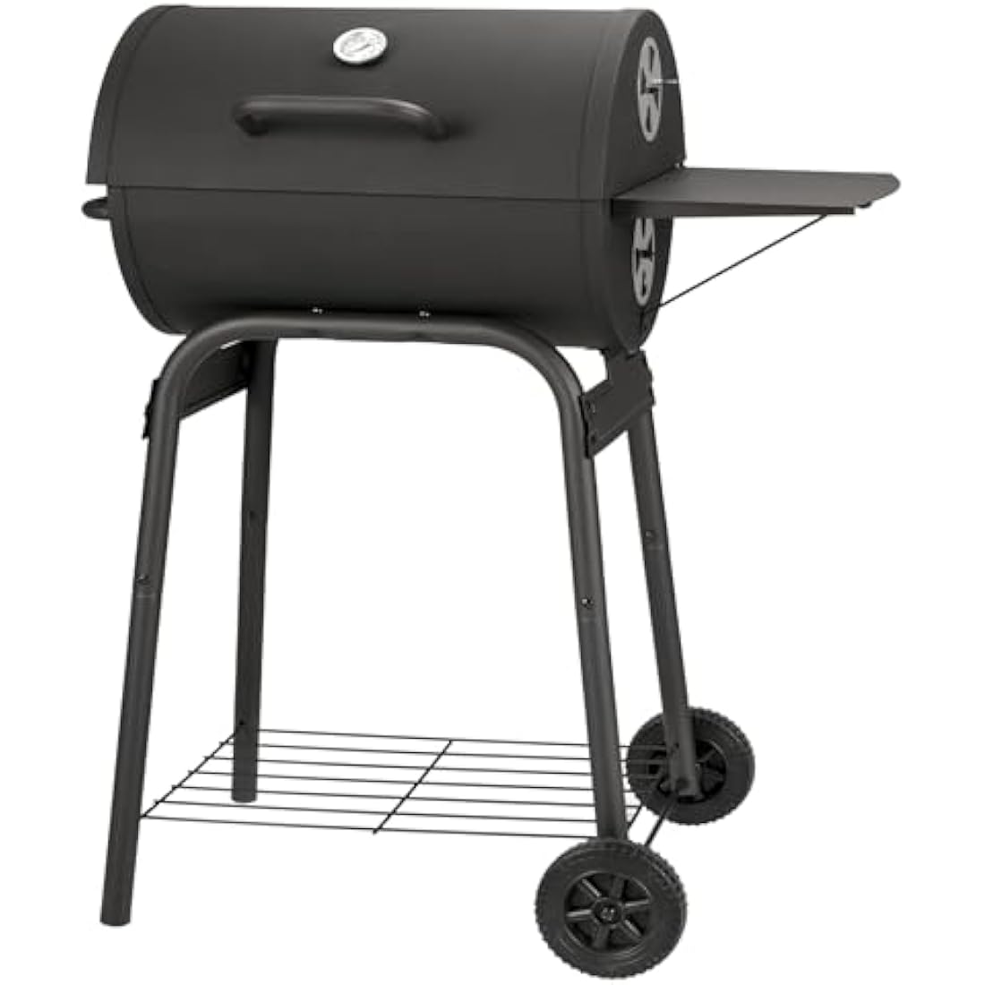 Kendane Barrel Charcoal Grill – Large Outdoor BBQ with Side Shelf