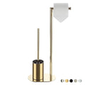 BVL Gold Toilet Roll Holder | Stainless Steel Standing Brush Set