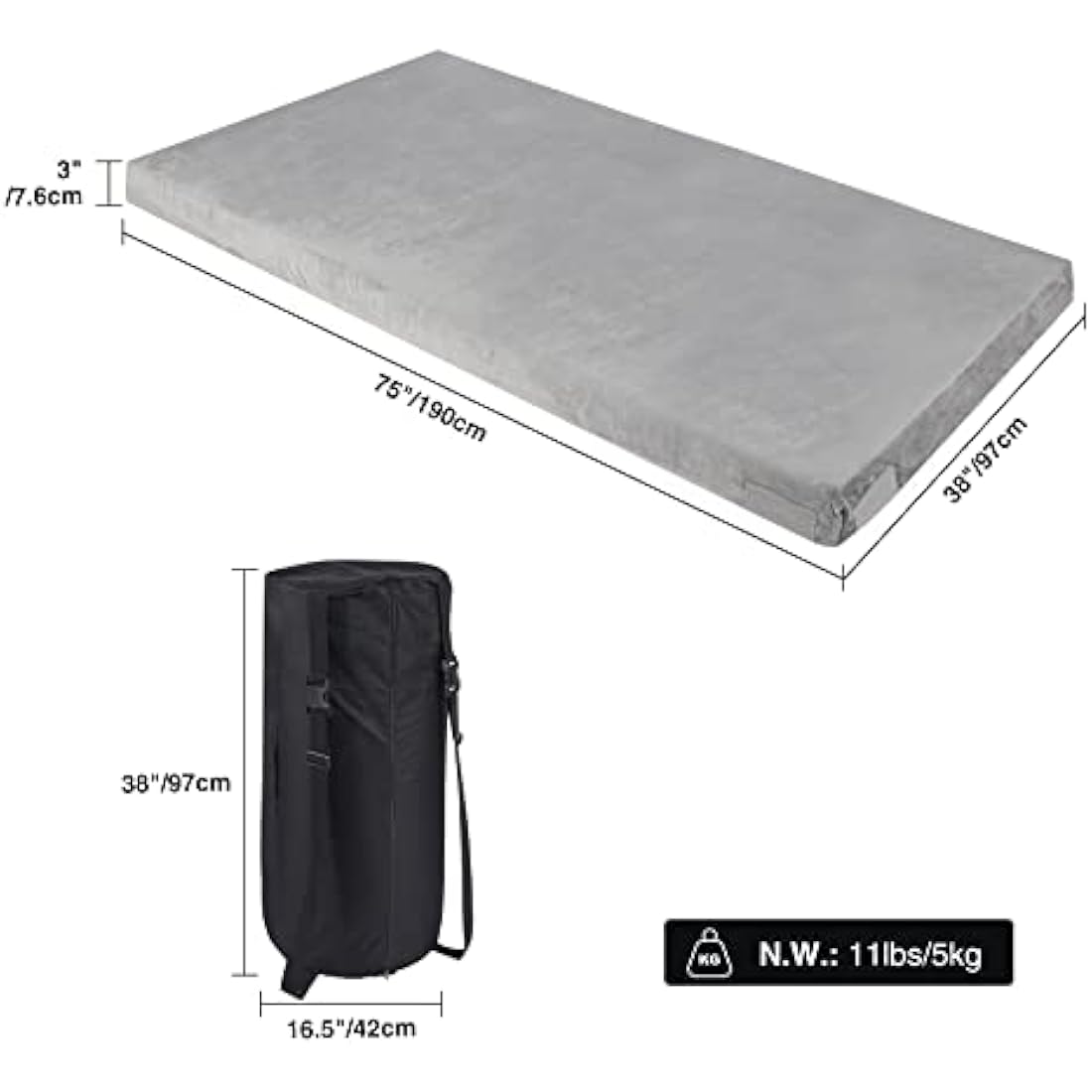 REDCAMP Memory Foam Camping Mattress | Foldable Roll Up Sleeping Pad