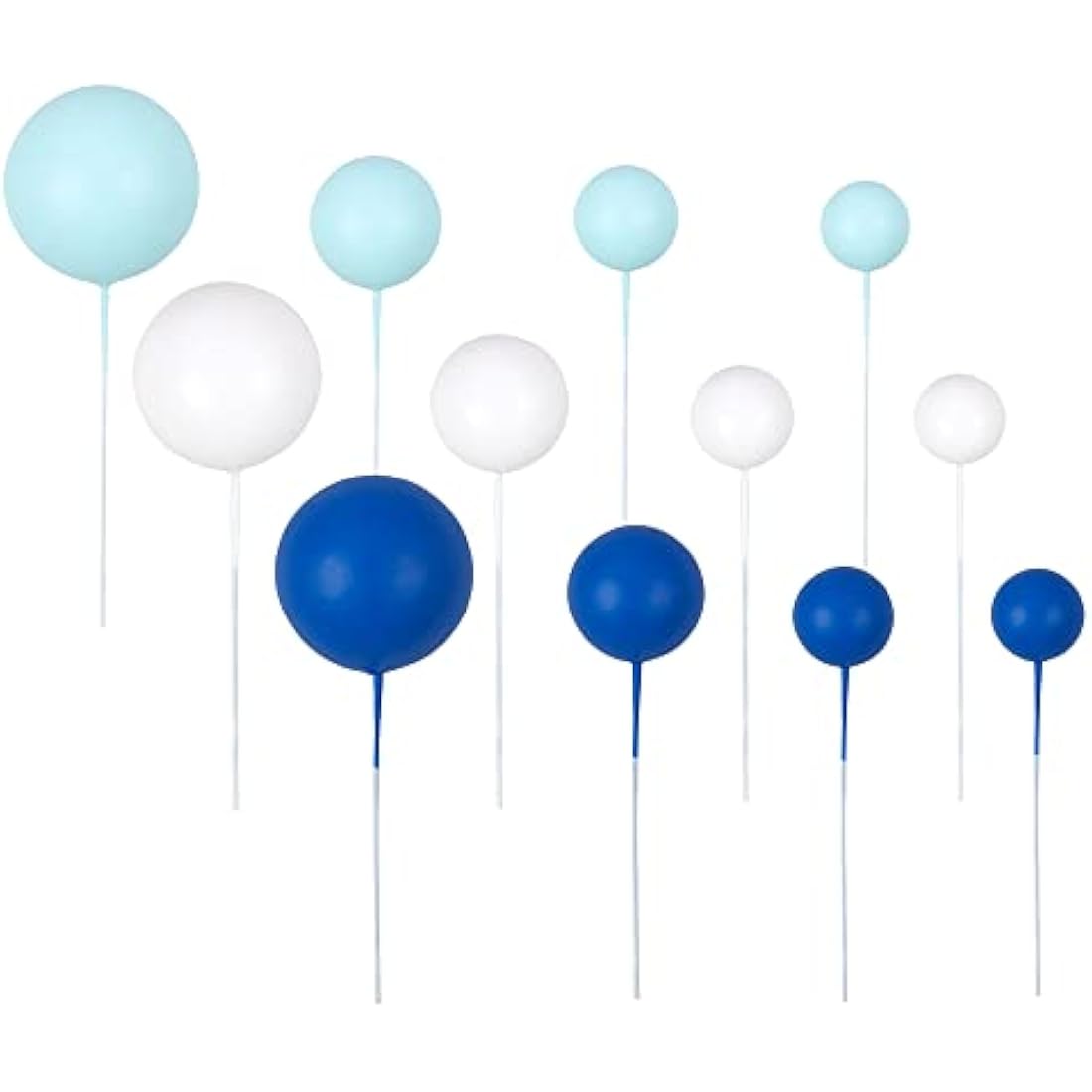 Gyufise 30Pcs Ball Cake Toppers – Blue & White Foam Cupcake Picks
