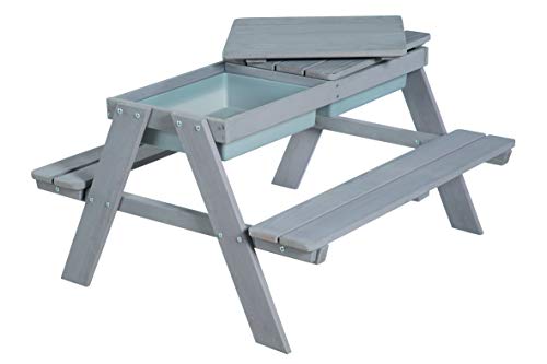 Roba Children's Solid Wood Picnic Table with Sand Tub – Grey
