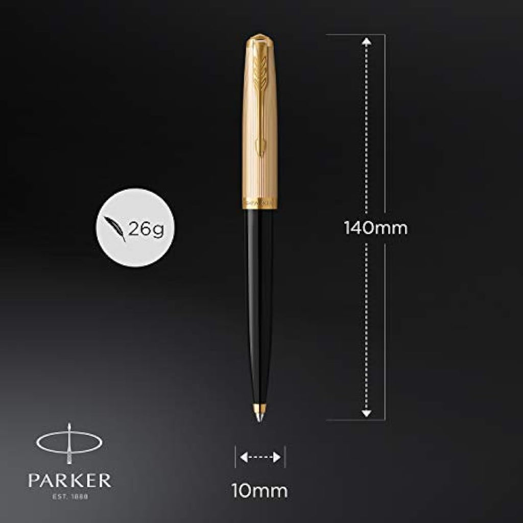 Parker 51 Ballpoint Pen – Deluxe Black with 18k Gold Trim & Gift Box