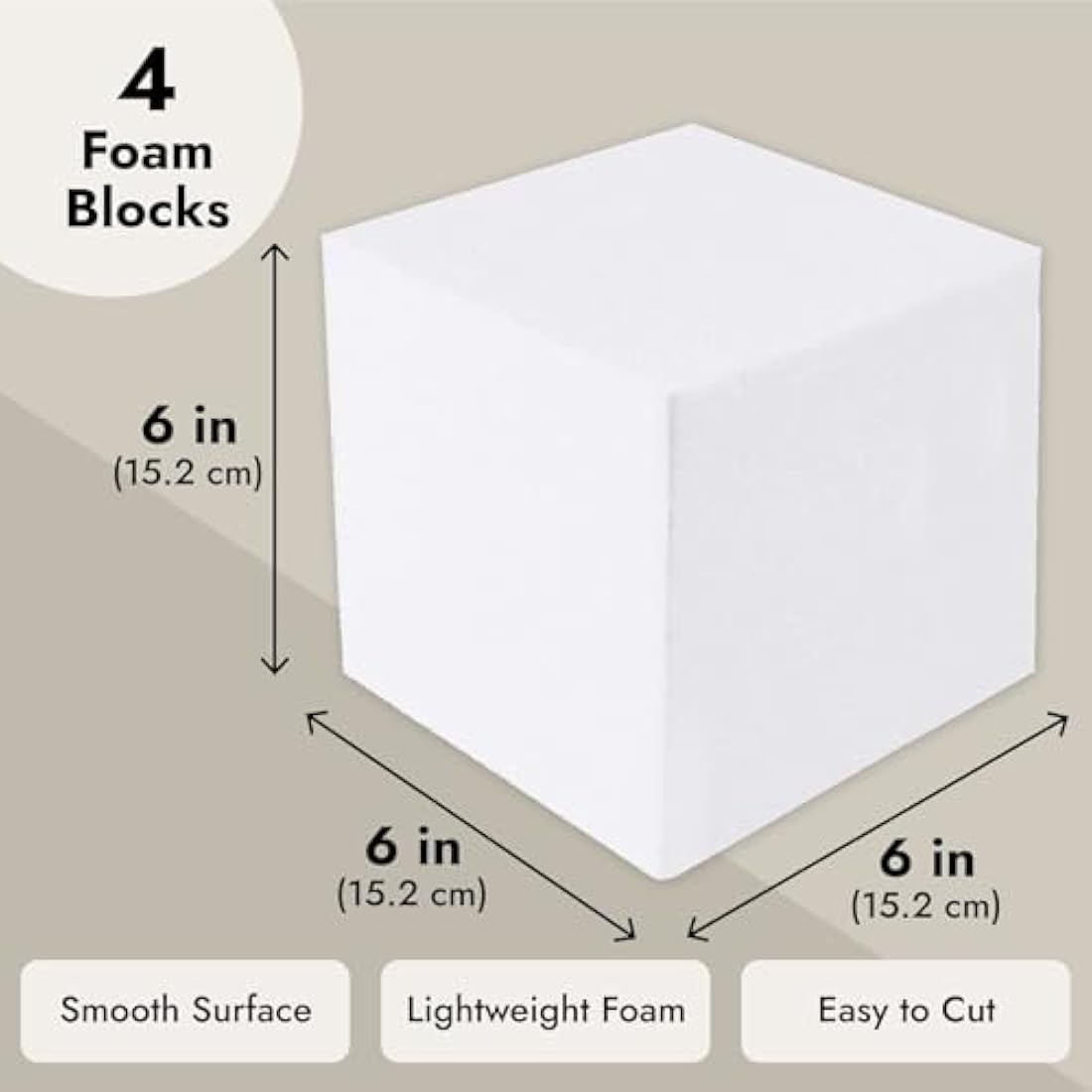 White Foam Cubes - 4 Pack Polystyrene Blocks for Crafts