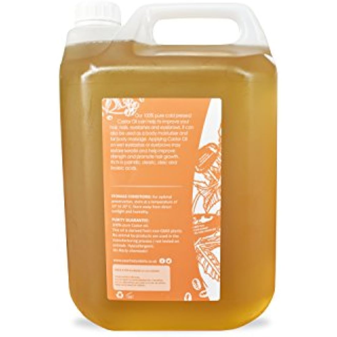 Pure Cold Pressed Castor Oil – Hexane Free & Vegan, 5L