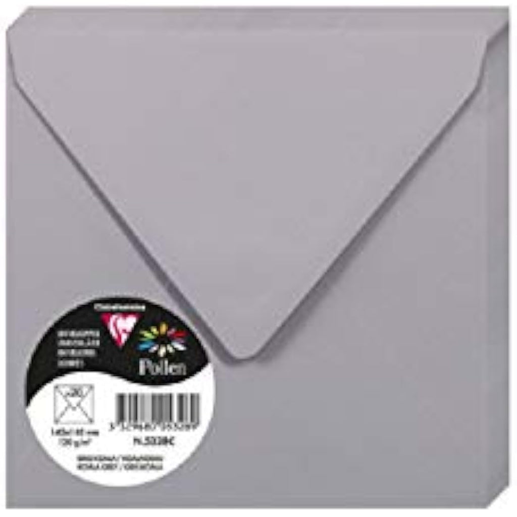 Clairefontaine Pollen Square Envelopes – Koala Grey 140mm (Pack of 20)