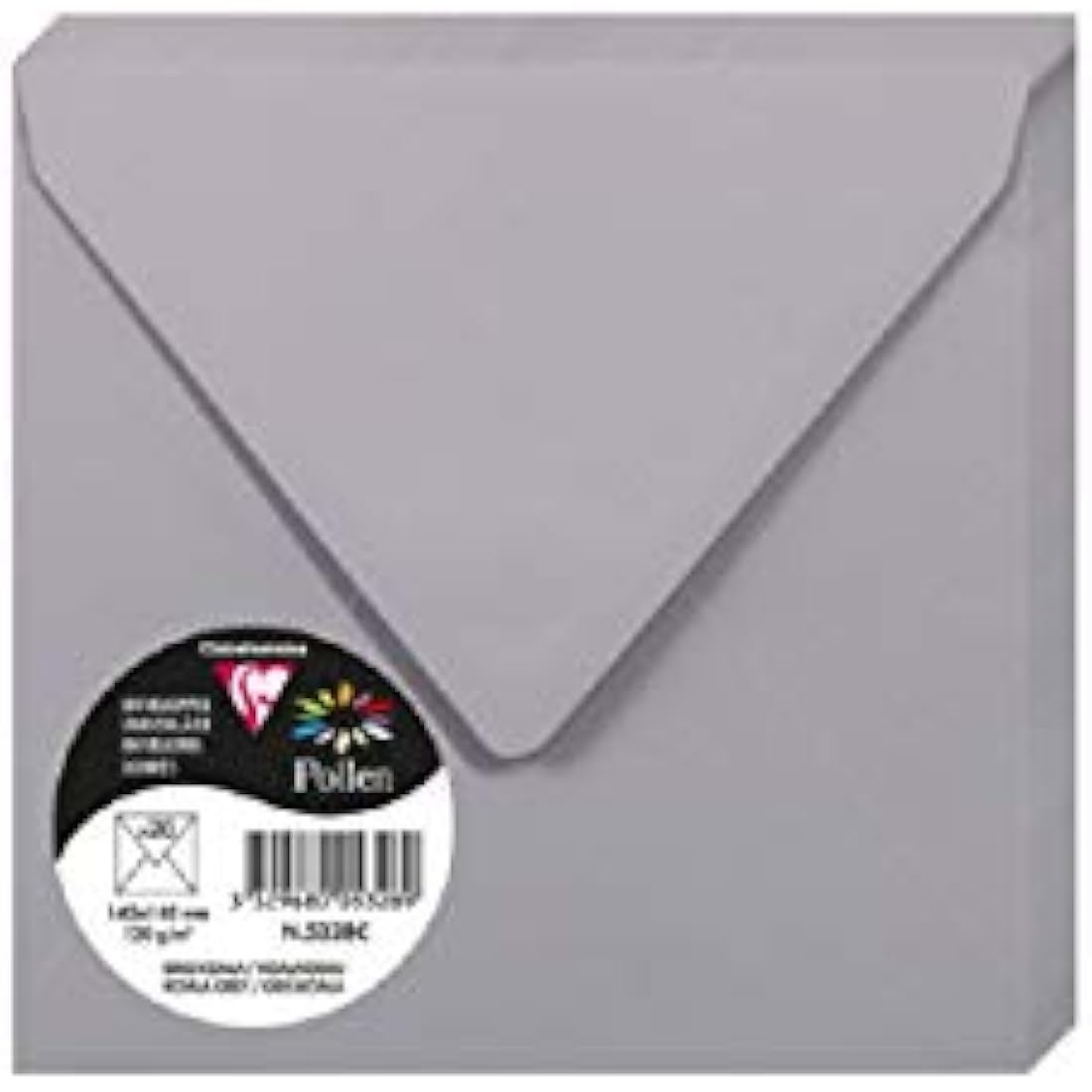 Clairefontaine Pollen Square Envelopes – Koala Grey 140mm (Pack of 20)