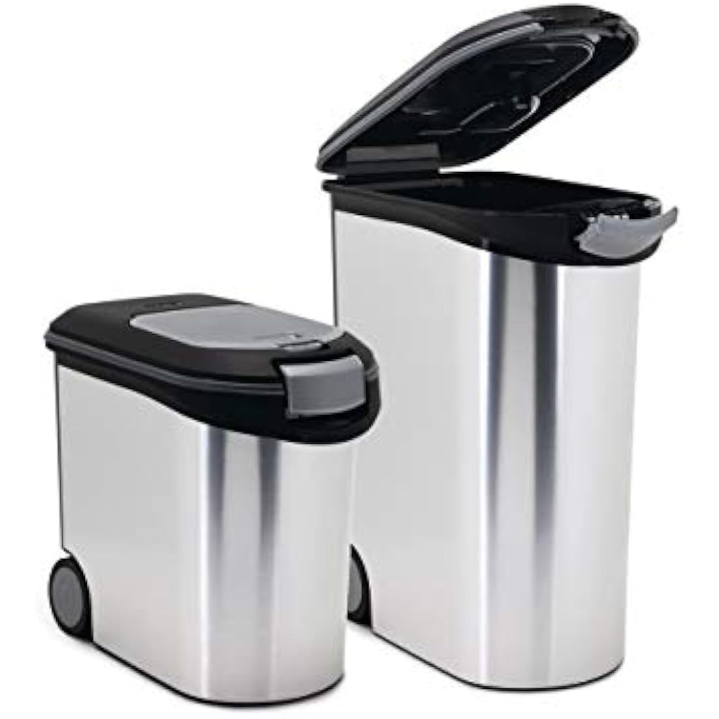Curver Metallic Pet Food Container - Airtight Dry Food Bin, 54L / 20kg