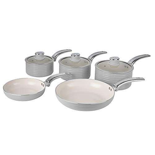 Swan Retro 5 Piece Non-Stick Ceramic Aluminium Pan Set – Grey