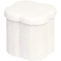 Bonlife White Boucle Storage Ottoman – Folding Teddy Flower Toy Chest