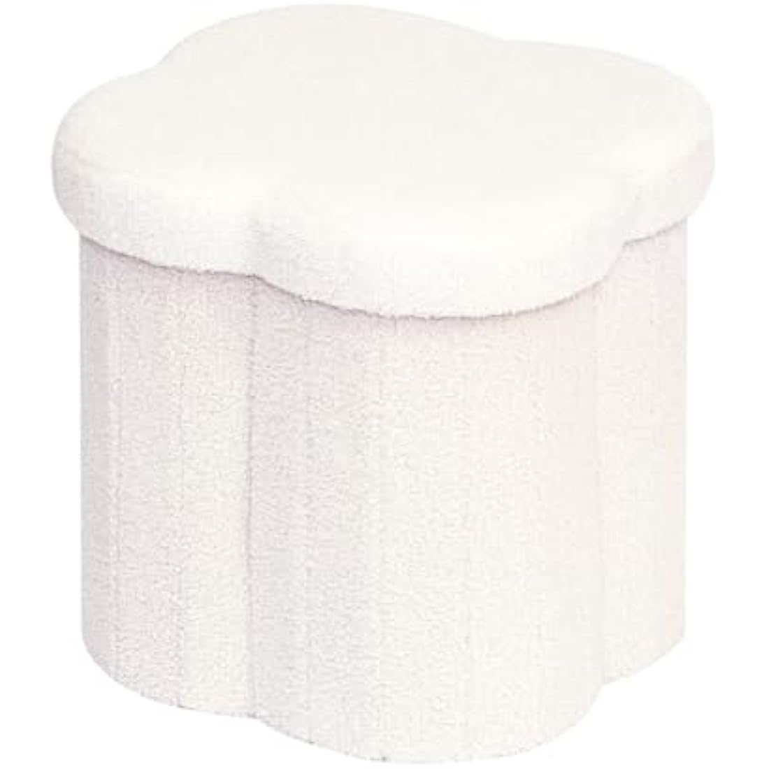 Bonlife White Boucle Storage Ottoman – Folding Teddy Flower Toy Chest