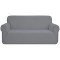 SAMSTEX 3 Seater Sofa Cover | Stretch Jacquard Slipcover - Light Grey