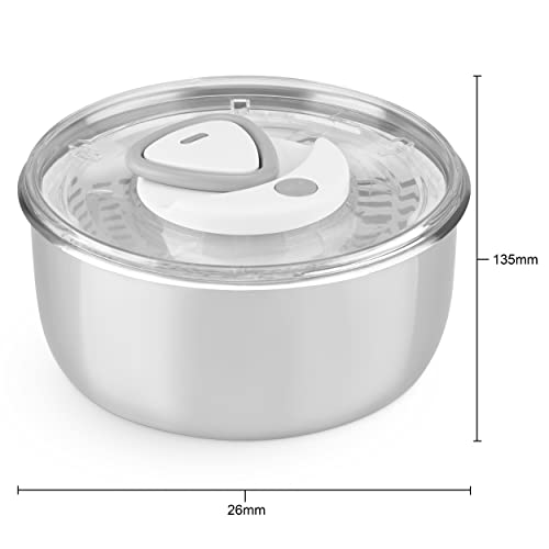 Zyliss Easy Spin 2 Salad Spinner – Large 6L Stainless Steel Serving Bowl