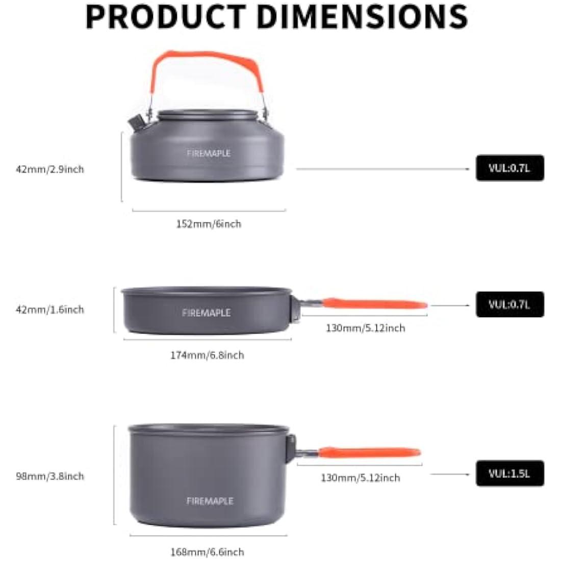 Fire-Maple Feast 2 Camping Cookware Set | 9pc Aluminum Pot & Kettle