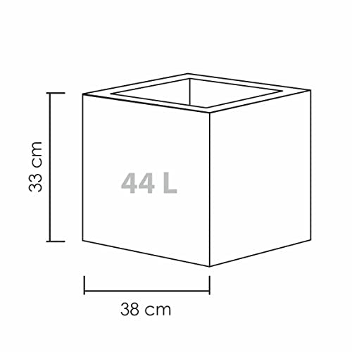 Scheurich C-Cube Planter – Stony Grey Plastic Flowerpot – 38x38x33 cm