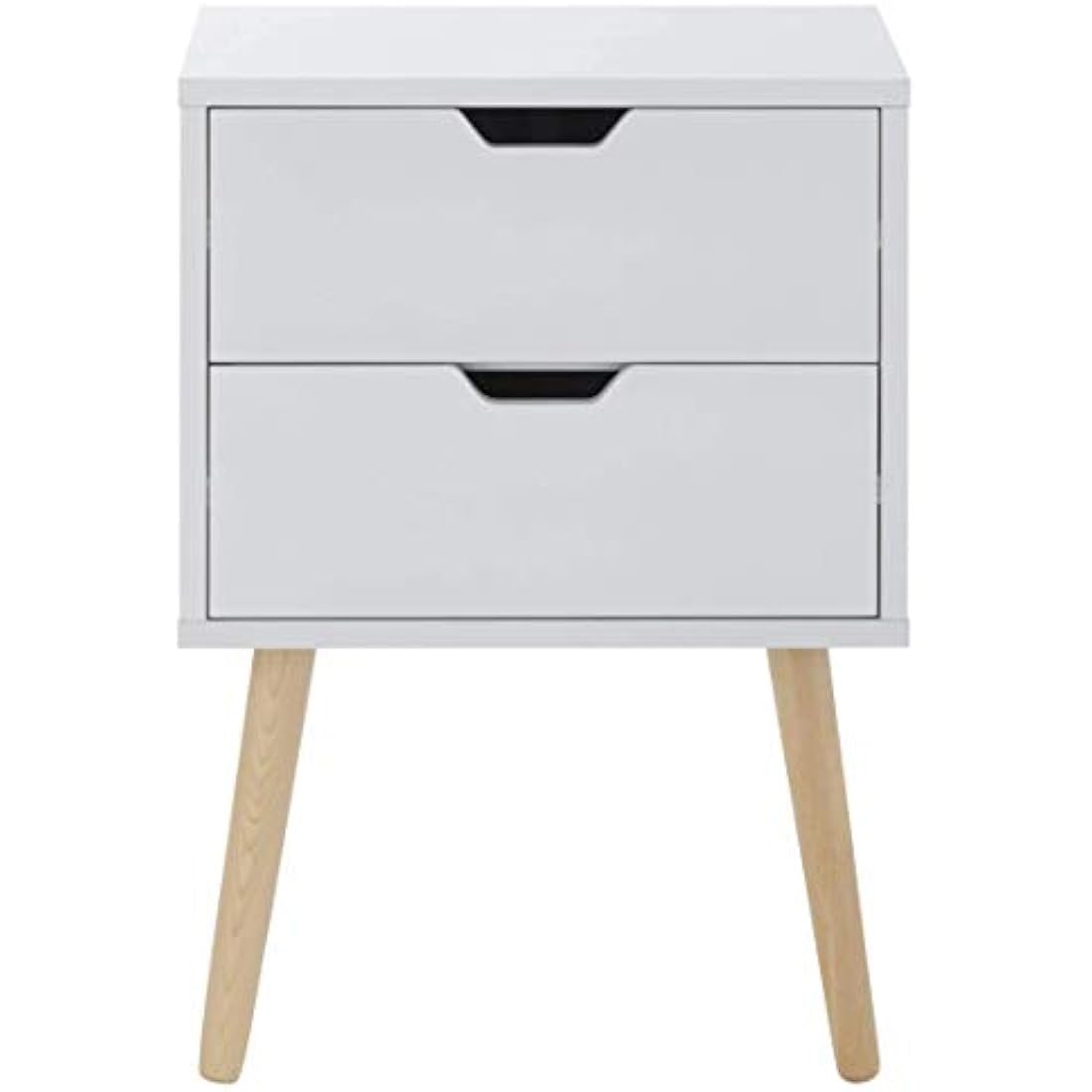 GFW Nyborg Scandi Bedside Table – 2 Drawer Modern Nightstand in White