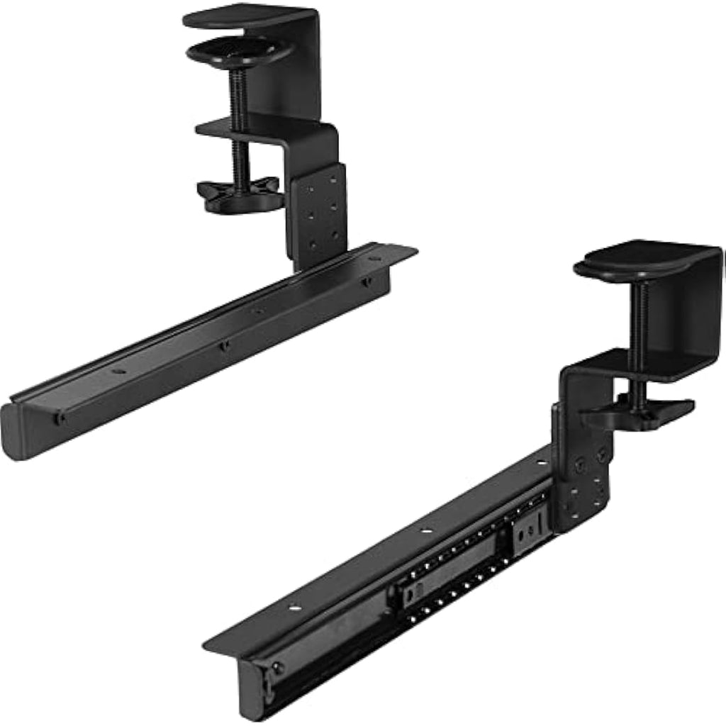 VIVO Height Adjustable Under Desk Keyboard Tray Rails with C-Clamps