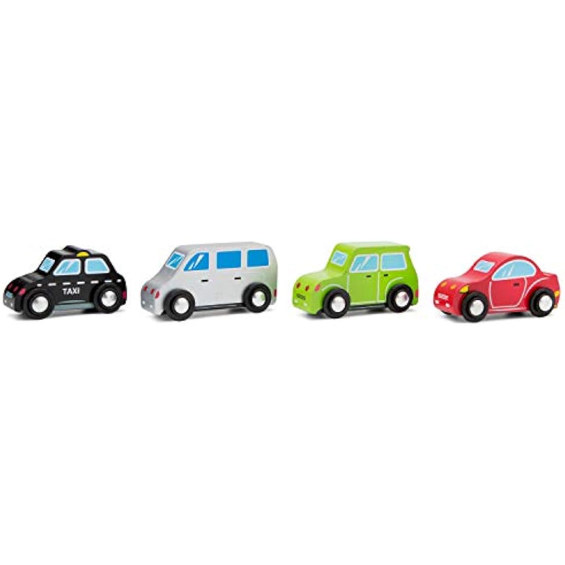 New Classic Toys Wooden Vehicles Set – 4 Colorful Toddler Sportcars