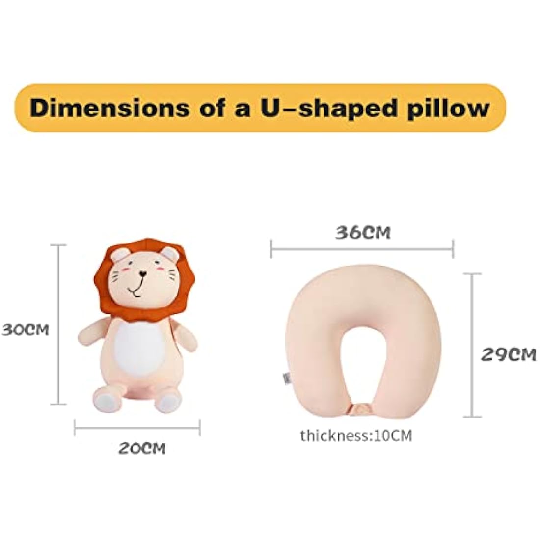 JOYRAVO 2-in-1 Kids Travel Pillow | Convertible Animal Plushie – Pink Lion