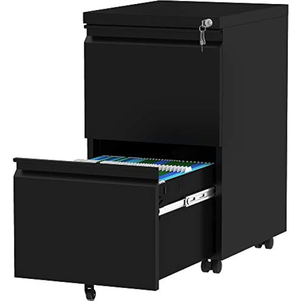 YITAHOME 2-Drawer Mobile Filing Cabinet | Lockable Steel File Storage