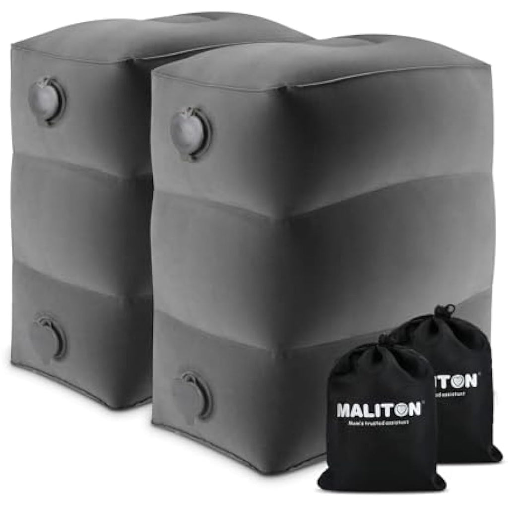 Maliton Inflatable Airplane Footrest | Adjustable Travel Pillow, 2 Pack
