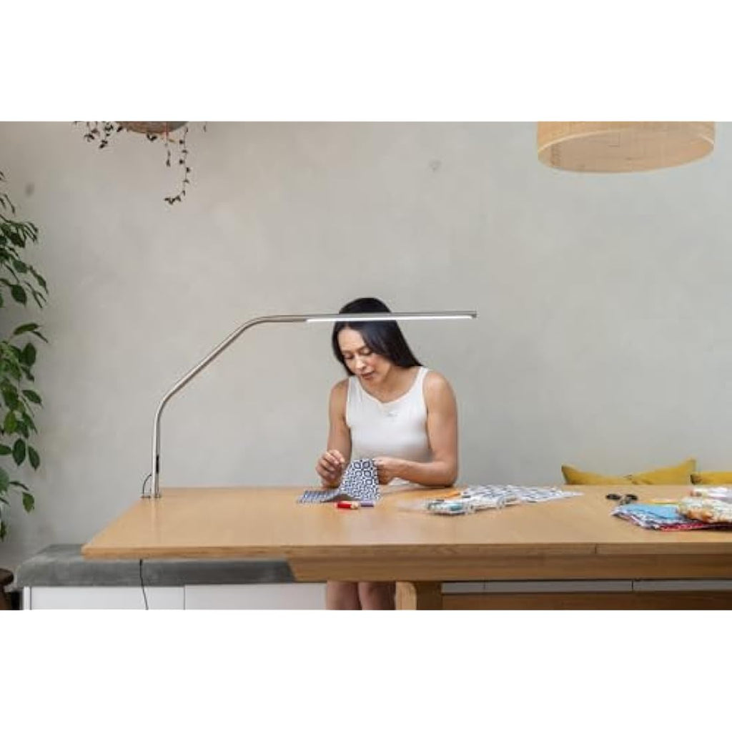 Daylight Slimline 4 LED Table Lamp - Brushed Steel Task Light with USB-C