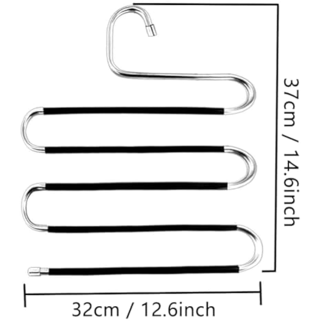 5-Tier S-Type Pants Hangers – Stainless Steel 3 Pack
