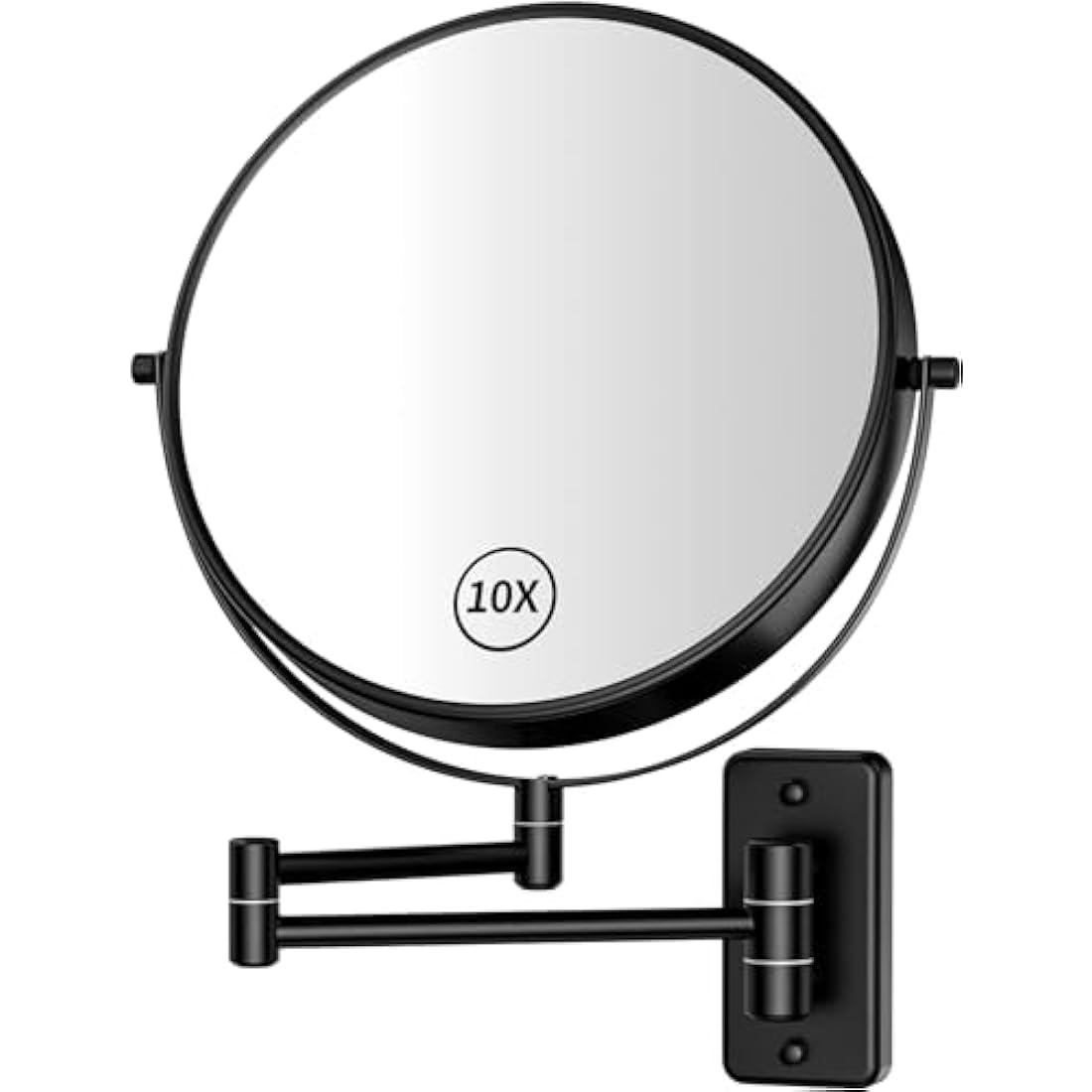 AumVum 8" Wall Mounted Makeup Mirror | 1X/10X Magnifying Matte Black