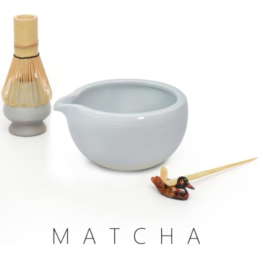 Artcome Matcha Ceremony Kit – Bamboo Whisk and Pottery Bowl with Spout