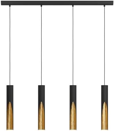 Eglo Barbotto 3-Light LED Pendant | Black & Gold Linear Ceiling Lamp