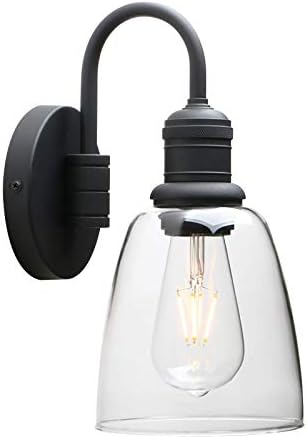 Yosoan Industrial Bell Wall Sconce | 5.6” Clear Glass Shade - Black
