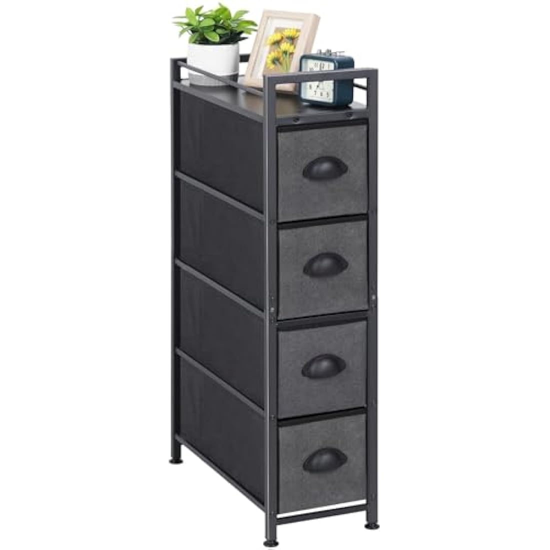 LIANTRAL Slim Vertical Chest of Drawers | 4 Fabric Drawers Narrow Dresser